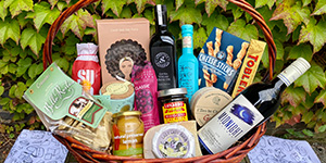 Holiday basket with assorted treats